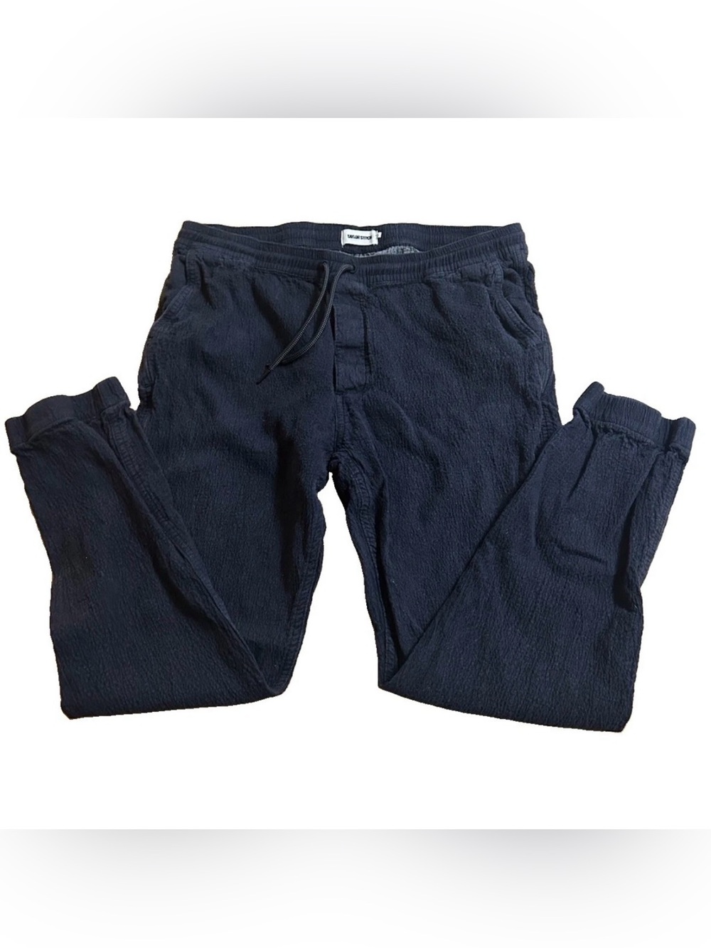 Taylor Stitch Apres Pants Mens Sz XL Blue Waffle Knit Jogger Tapered Stretch